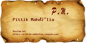 Pittik Mahália névjegykártya
